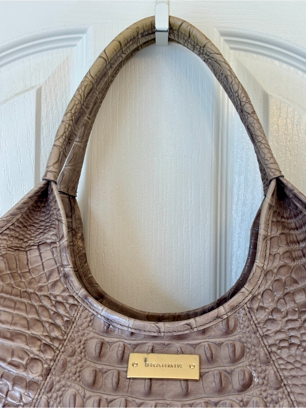 Brahmin Croc-Embossed Leather Taupe Tote Bag ~ - Picture 4 of 11